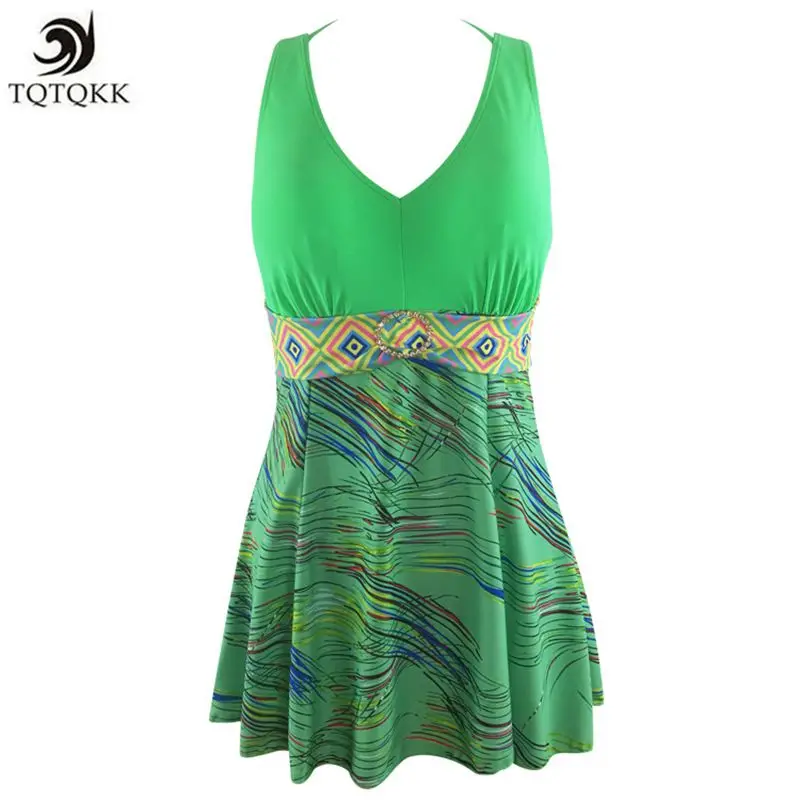 

TQTQKK 2019 Swimsuit Print Plus size Swimwear Women Monokini Swimsuit Female Bathing Suit One Piece Swimming Skirt Shorts XXL