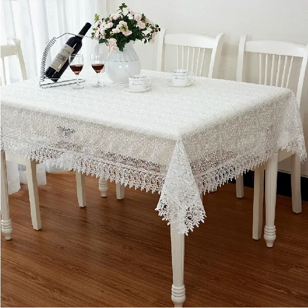 Vezon White Europe Elegant Polyester Satin Full Lace Tablecloth Vezon White Europe Elegant Polyester Satin Full Lace Tablecloth Wedding Organza Table Cloth Cover Overlays Home Decor Textiles In Tablecloths From