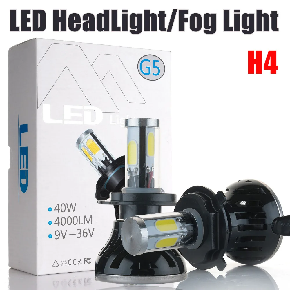 

Glorious H4 Car Led Headlight High Power Diamond Auto H4-3 Hi/lo High Low 40W X2 White 6000K Repalcement Bi xenon Headlamp