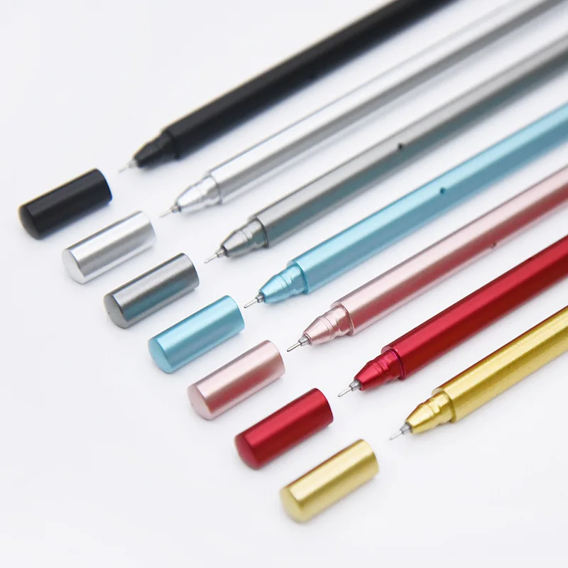 

1pcs Metal Color Gel Pen School Stationeries School Supplies Lovely Kawaii Cute Beautiful Colour Office Black 0.5mm