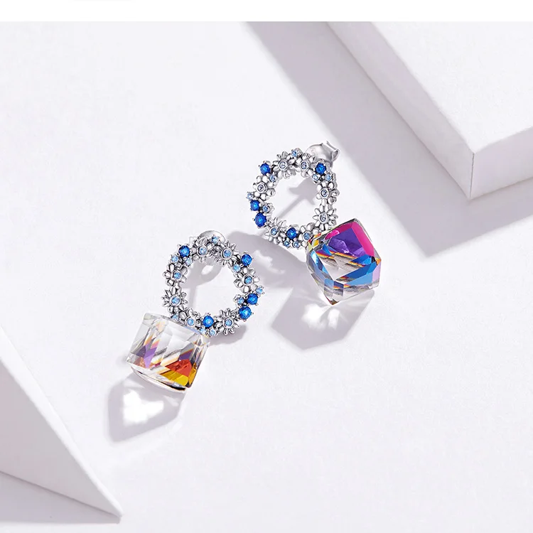 Bamoer серьги кольцо и ожерелье австрийский кристалл кубики ювелирные изделия наборы роскошные женские ювелирные изделия Bijoux цветок маргаритки дизайн ZHS143