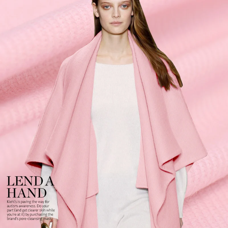 

Micro-flash gold wool fabric pink crisp autumn and winter coat clothing suit wool fabric wholesale wool cloth