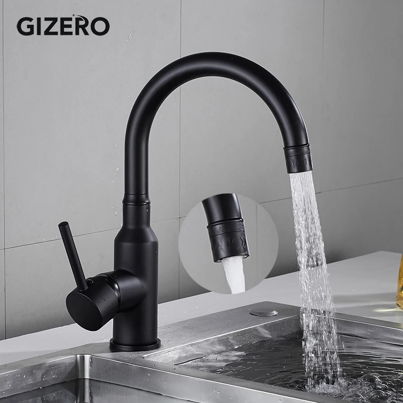 GIZERO 2 Models Rotatable Adjustable Water Outlet Kitchen Faucets Water Saving Nozzle Aerator Tap Hot Cold