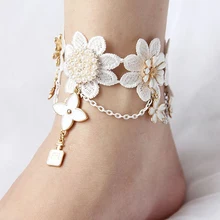 Fashion Lace Flower Ankle Bracelet Foot Chain Beach Sandal Barefoot Anklet