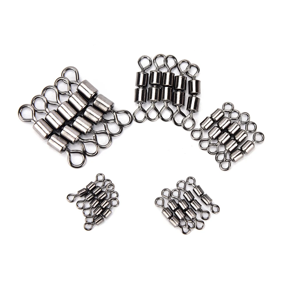 

20pcs Double Rolling Swivel Barrel Fishing Barrel Bearing Rolling Swivel Solid Ring LB Lures Connector 5 Size 2017Hot