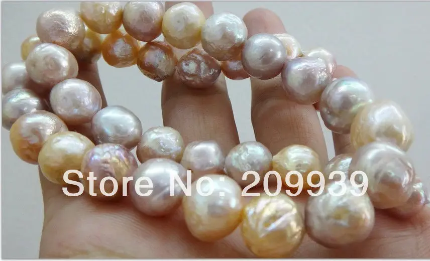 

Free shipping 003252 HUGE 18"11.5-13.5MM NATURAL SOUTH SEA GENUINE GOLD LAVENDER NUCLEAR PEARL NECKLACE 14