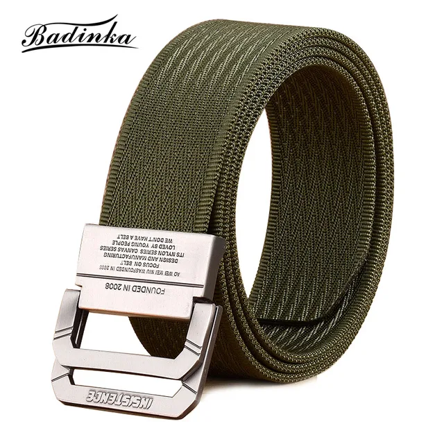 Badinka 2018 New Designer Nylon Canvas Double D Ring Buckle Belt Men