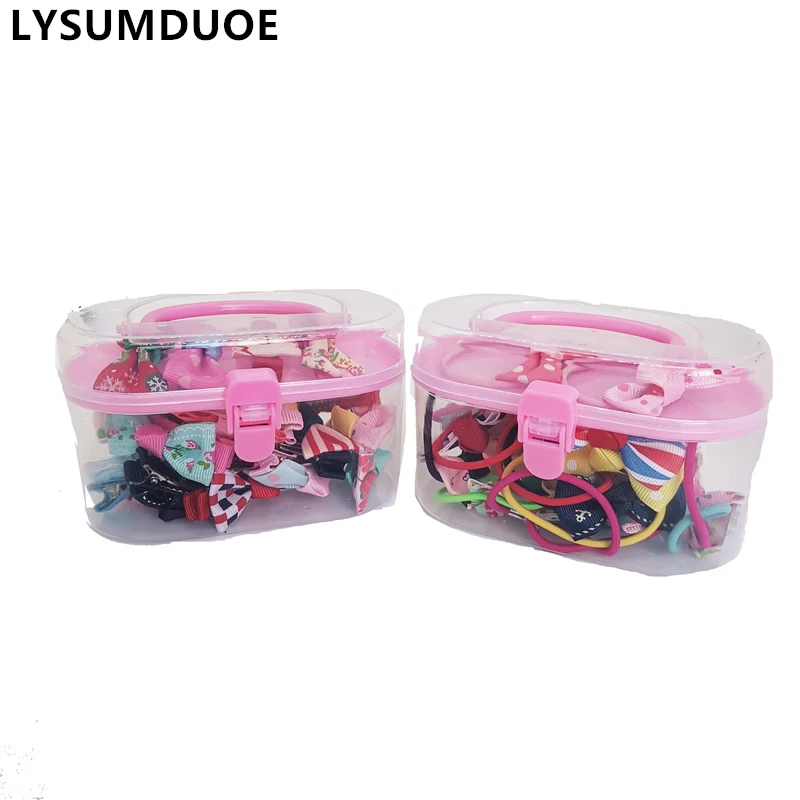 

20Pcs/Set Flower Hair Clip Ribbon Bows Elastic Hair Band Cartoon Box Set Hairpin Xmas Gift Scrunchy New Girls Hair Accessories