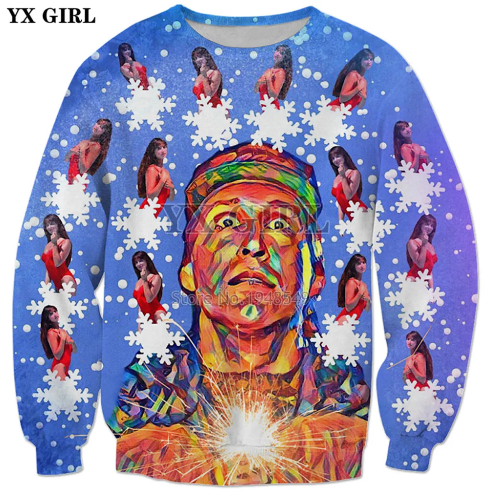 

YX GIRL 2018 New style Christmas Sweatshirt Clark Griswold & The Pool Girl 3d Print Men's Women's casual Crewneck Pullover