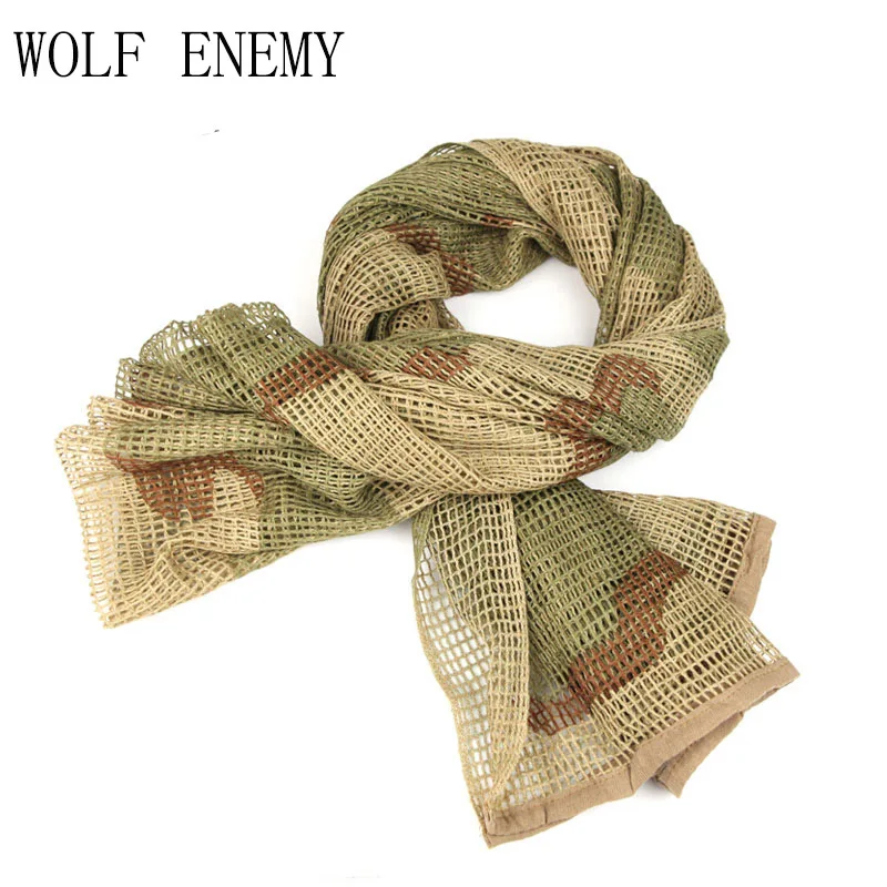 

Russian YEGER Woodland Camo Tactical Army Mesh Cotton Scarf Hiking Scarves Sniper Veil Net 186cm*86cm