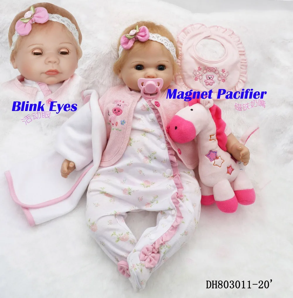 

Bebes reborn blinking eyes girl dolls 20" soft silicone vinyl reborn bebe alive dolls for child gift brinquedo menina munecas