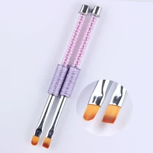 1 Pc UV Gel Painting Pen Brush Round/Flat Head Purple Rhinestone Handle Manicure Nail Art Tool 8#