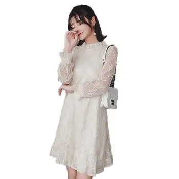 

2019 New Elegant Lace Maternity Nursing Dress Pregnant Women Clothes Fancy Pregnancy Flare Sleeve Hollow Out Causal Vestido Q459