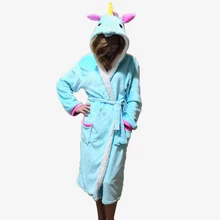 Домашний халат для Для женщин животных Симпатичные Единорог стежка сна ночная рубашка халат Атласный халат зимняя одежда для дома платья для дам