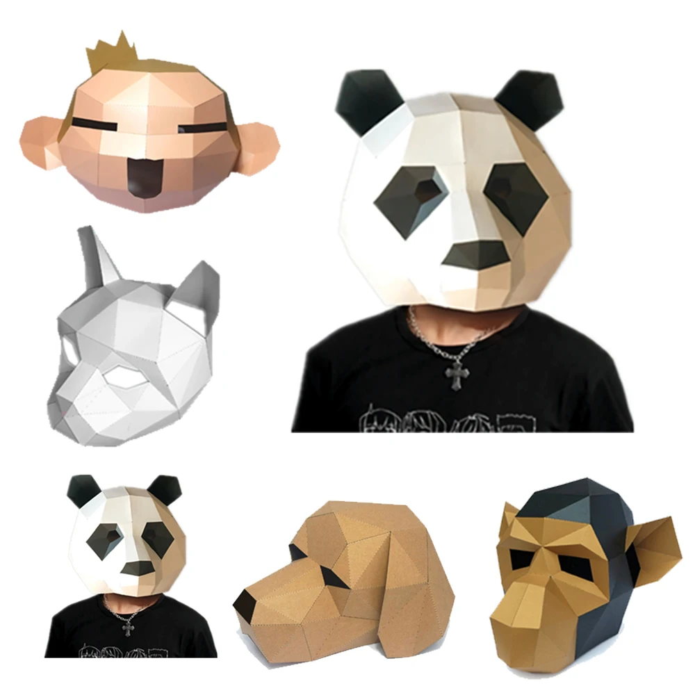 

Children's handmade DIY free cut Cosplay Paper Mask 3D Paper Model Space Library Papercraft Cardboard House Halloween Gifts