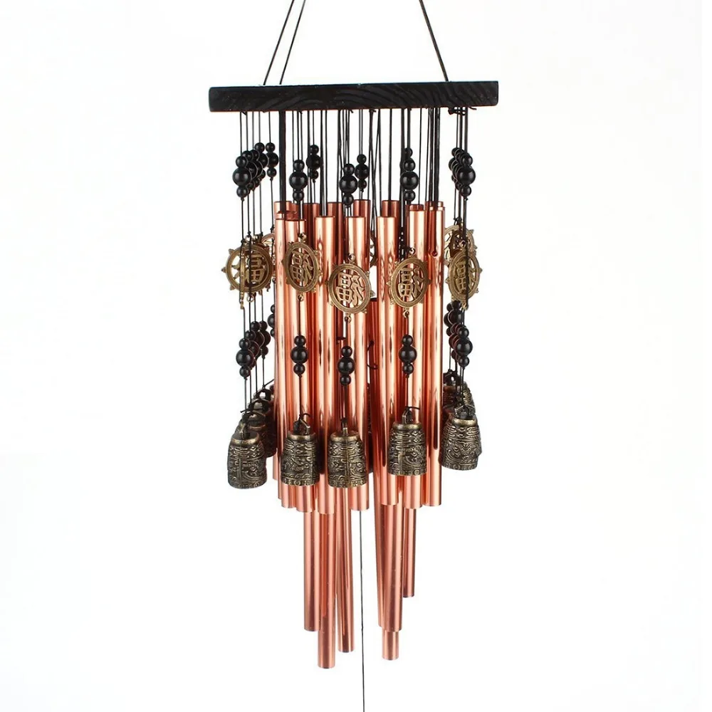 28 Metal Tube Wind Chimes with Copper Bell decor large mystical asian garden 