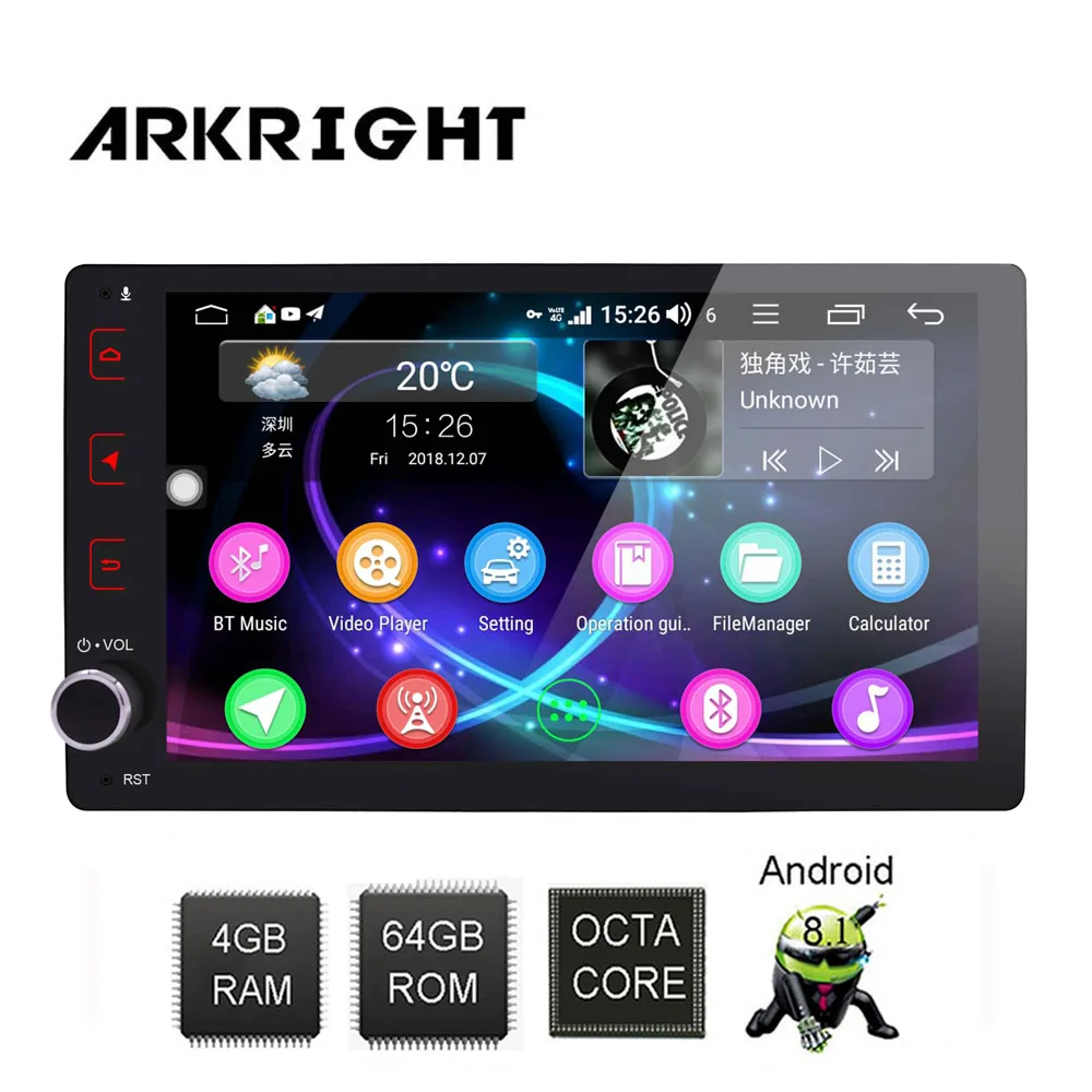 Автомагнитола ARKRIGHT 9 '' 4 + 64 ГБ Android 8 1 GPS для Toyota Corolla 2017 2018 IPS экран