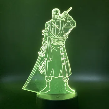 

Colorful 3d Led Night Light Anime One Piece Roronoa Zoro Figure for Kids Child Birthday Gift As Study Bed Room Decorative Lamp