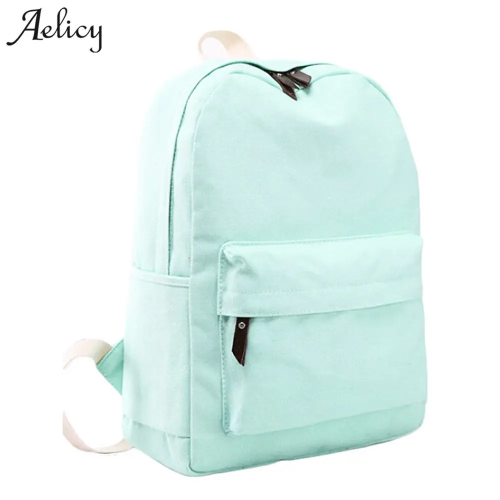 

Aelicy Canvas Solid School Bag Backpack For Women Young Girl Backpacks For Adolescent Girl Female Women Backpacks sac a dos