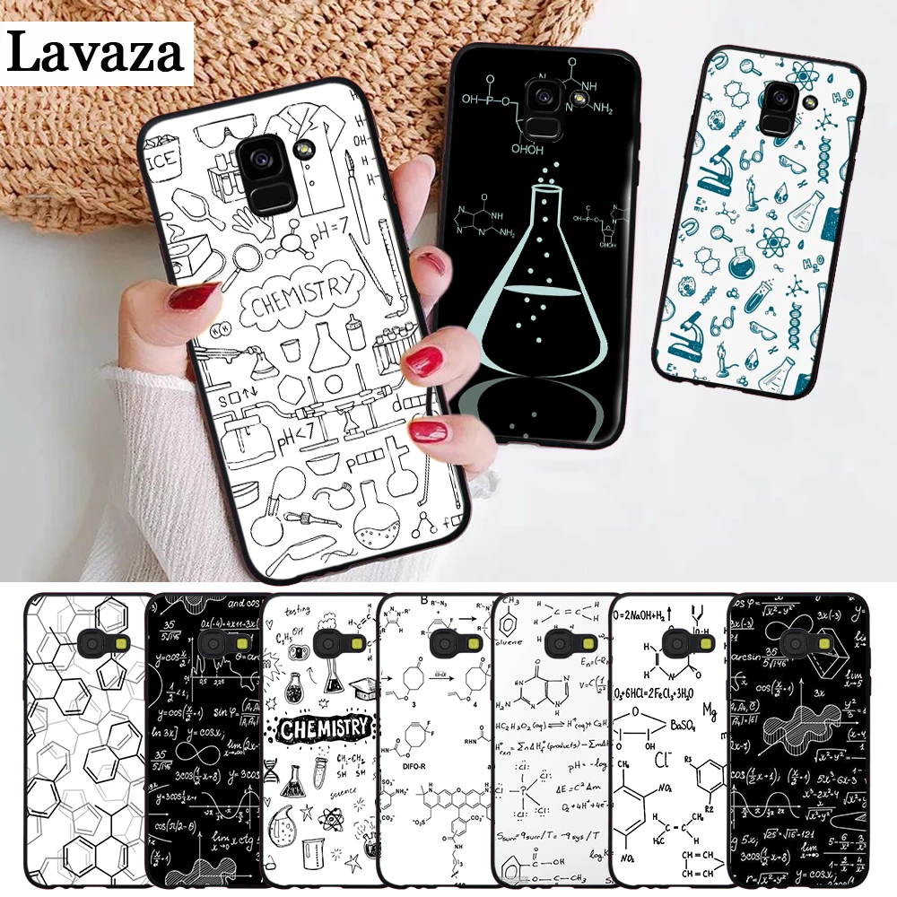 

Lavaza chemistry scribbles on white Silicone Case for Samsung A3 A5 2016 2017 A6 Plus 2018 A7 A8 A9 A10 A30 A40 A50 A70 J6