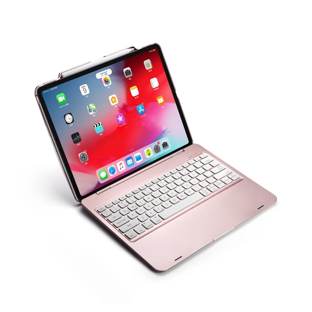 Для Новых iPad Pro 12,9 Беспроводная подсветка Bluetooth русский/испанский/Иврит Клавиатура Чехол подставка встроенный карандаш держатель