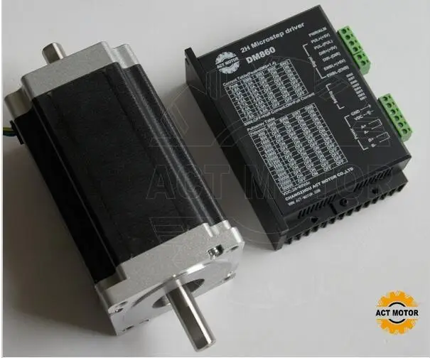 

ACT Motor 1PC Nema34 Stepper Motor 34HS5435B Dual Shaft 1600oz 3.5A+1PC Driver DM860 7.8A Foam Plasma Laser CNC Router