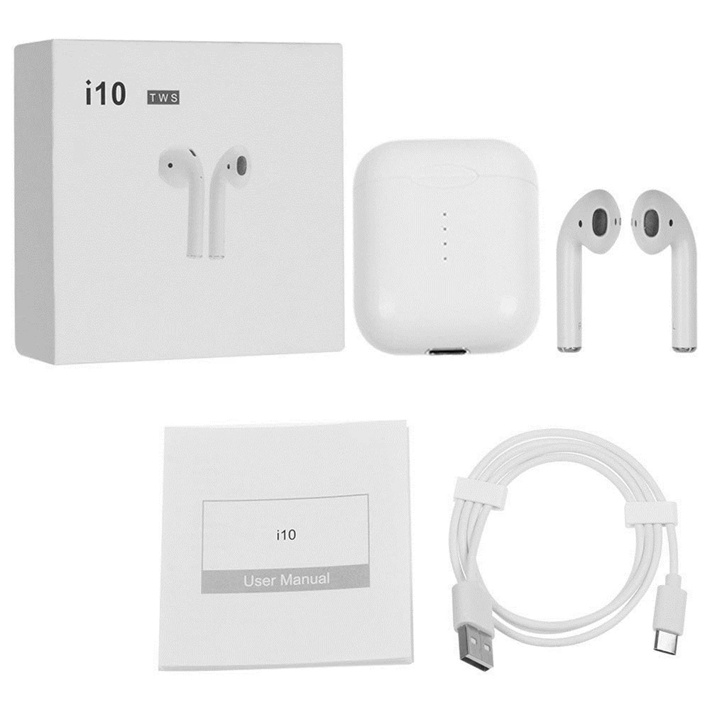 

i10 TWS Double Mini Bluetooth touch Earphones Earbuds Wireless Air pods With Charging Box Mic for iPhone Samsung Xiaomi Huawei