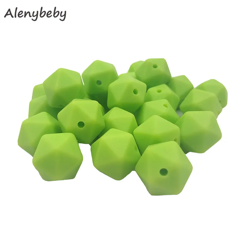 50pc 17mm Silicone Teether Beads Safe Icosahedron Shaped Candy Mix Color Teething Silicone Bead Toy BPA Free DIY Necklace Making - Цвет: Chartreuse