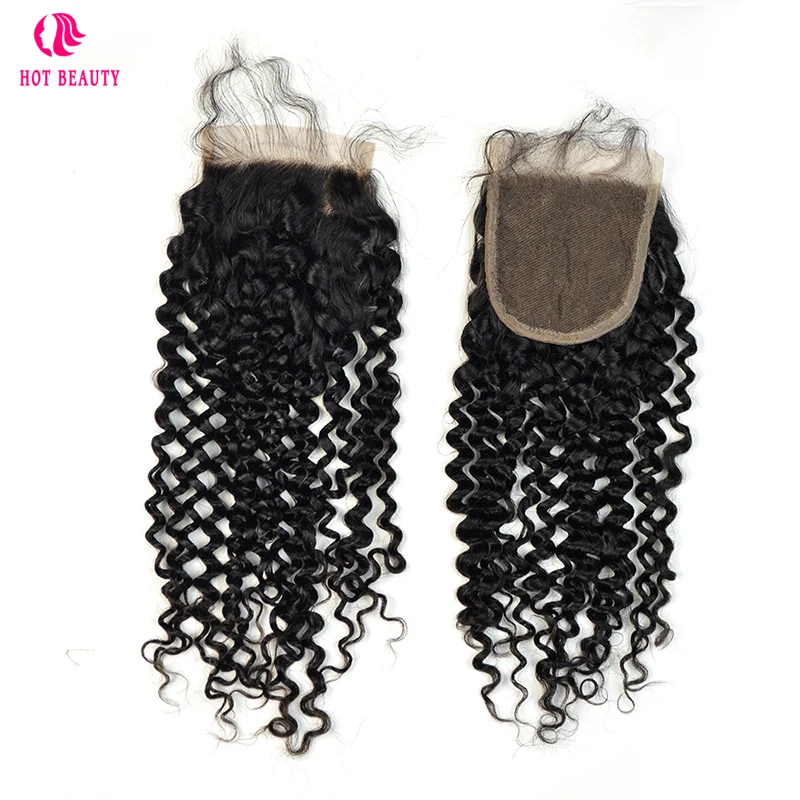 

Hot Beauty Hair Closure Brazilian Remy Human Hair Curly Lace Closure 8-20 inch 4X4 Free Part/Middle Part/Three Part Closures