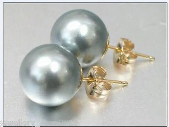 

FREE SHIPPING12mm Gray Shell Pearl Bead Earrings A0422