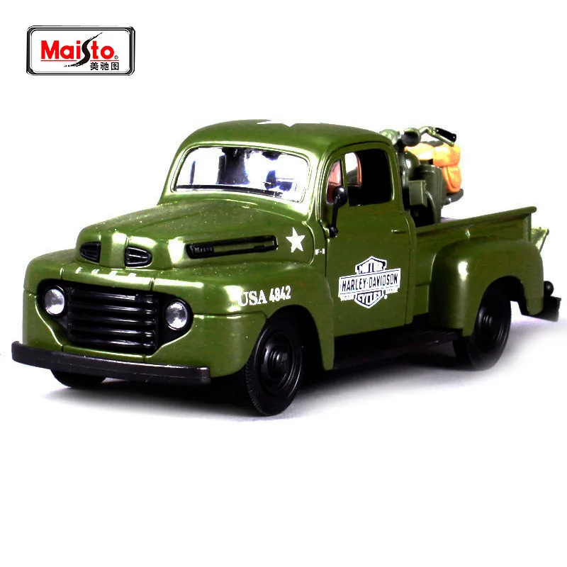 Maisto 1:24 1948 FORD F-1 пикап черный красный асфальт оранжевый литой под давлением модель автомобиля игрушка Новинка в коробке