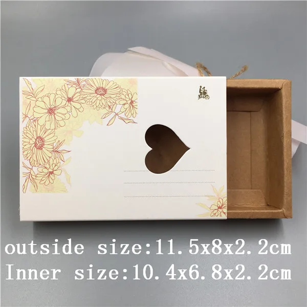 10 pcs various sizes of vintage kraft paper drawers a variety of patterns design wedding candy / chocolate / cookie box - Цвет: 11.5x8x2.2cm