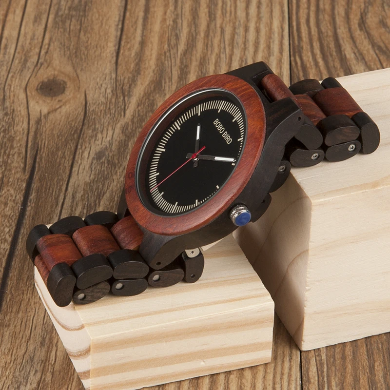 BOBO BIRD Timepieces Men Wood Watches Luxury Handmade Quartz Watches Two-tone Wooden Drop Shipping