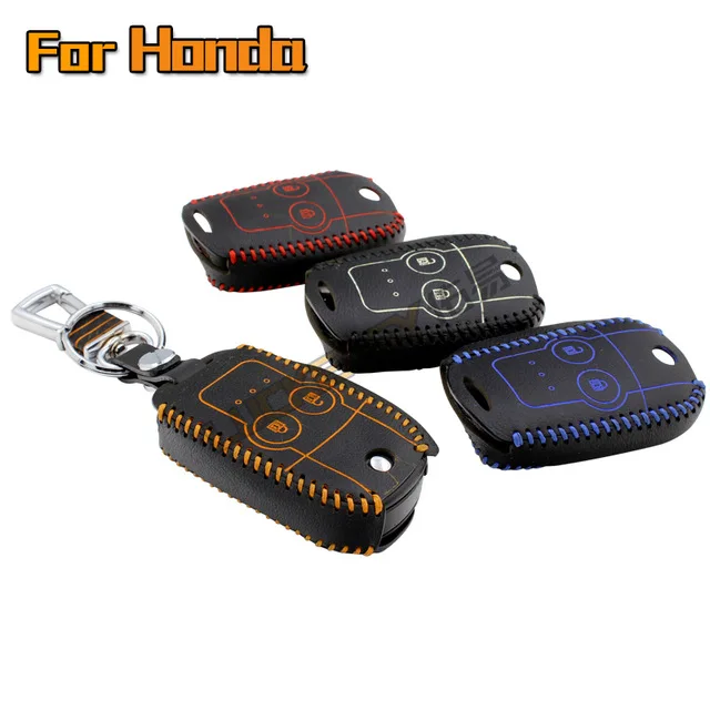 

key case for honda crv cr-v 2012 2013 Odyssey 2013 2014 Genuine Leather Car Key Cover wallet holder key2a Free shipping
