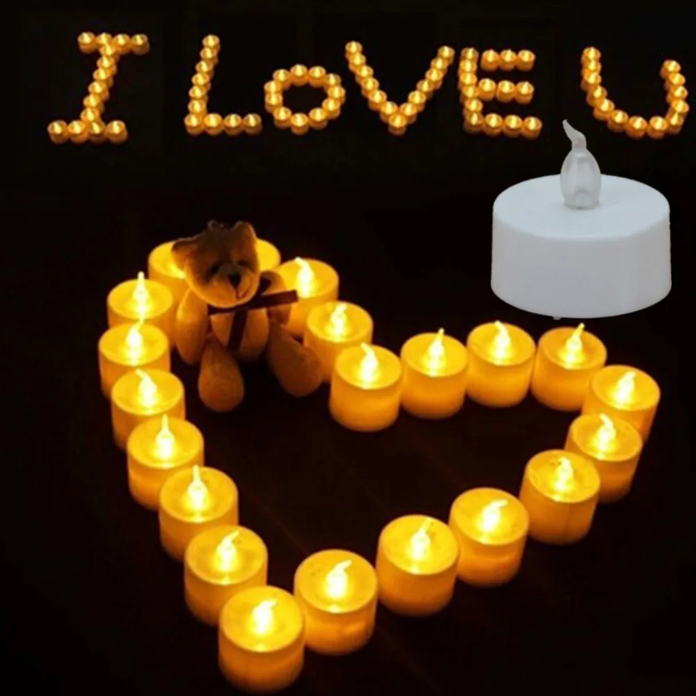 

12pcs/lot Blinking Electronic LED Flameless Candles battery Glow Tea Light Amber For Wedding Party Xmas Decor Valentine's Gift