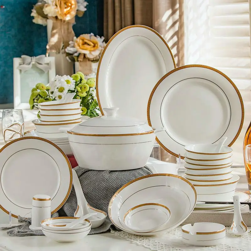 US $80.06 46piece Set Royal Floral Painting Fine Bone China Unit Of Dinner Buffet Dishes Porcelain Dinner Plate Set Crockery Of Dish