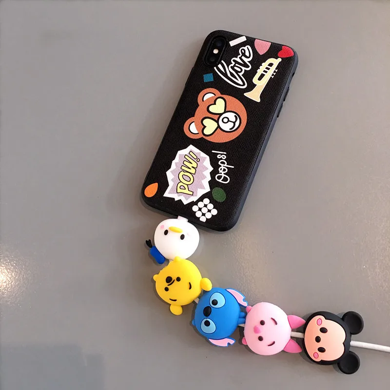 

The New Cartoon Animal Minnie Bite Cable Protector for iphone 5 6 7 8 X USB Data Line Protection Doll Accessory cable organizer
