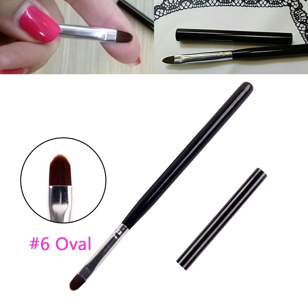 

Oval Gel Brush in Manufacturer of Gel Nail Brush Nylon with Acrylic Handle #6 free shipping