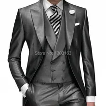 Костюмы последние Стиль One Button Жених Смокинги для женихов Для мужчин; Нарядные Костюмы для свадьбы Best человек Костюмы(куртка+ Брюки для девочек+ жилет+ галстук