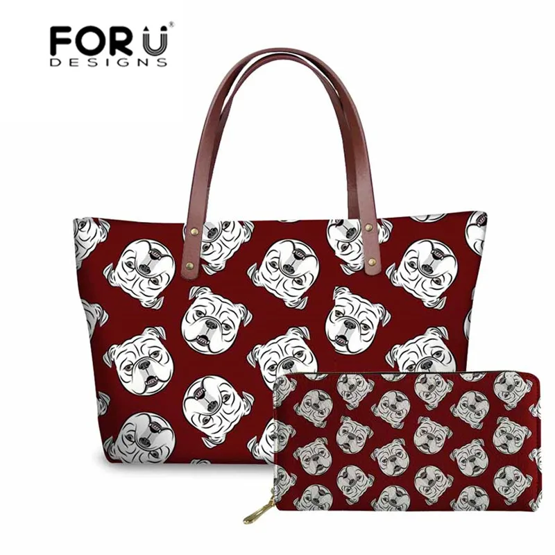 FORUDESIGNS حقيبة كتف نسائية الإنجليزية بلدغ الطباعة أعلى-حقائب بيد للبنات طويل محافظ و يد كبيرة حجم حمل