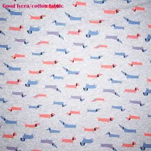Хорошее качество, ткань для собак, хлопок/лайкра, трикотажная ткань, тянущаяся, с рисунком милых собак, хлопковая ткань, сделай сам, одежда для детей, футболка