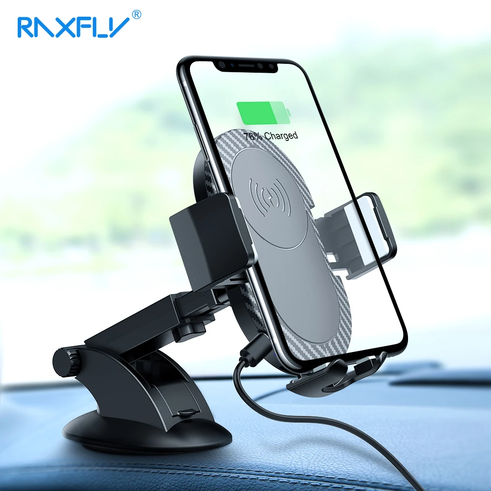 RAXFLY Qi Wireless Charger For iPhone X XS Max 10W Fast Charging Car Air Vent Phone Holder Stand Samsung S9 | Мобильные телефоны и