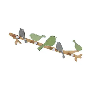 

Wooden Wall Mounted Hooks Coat Hat Clothes Shelf Hanging Hanger Creative Birds Design Home Decor