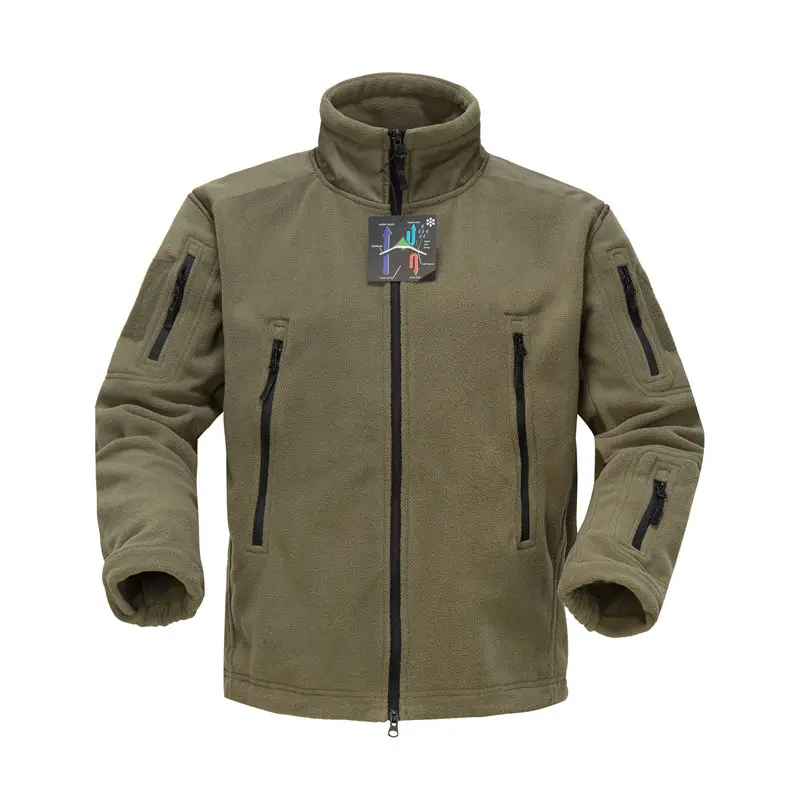 Зимняя тактическая утолщенная флисовая куртка для мужчин, теплая полярная Военная армейская термокуртка, Лоскутная мужская верхняя одежда с несколькими карманами, пальто с капюшоном - Цвет: Армейский зеленый