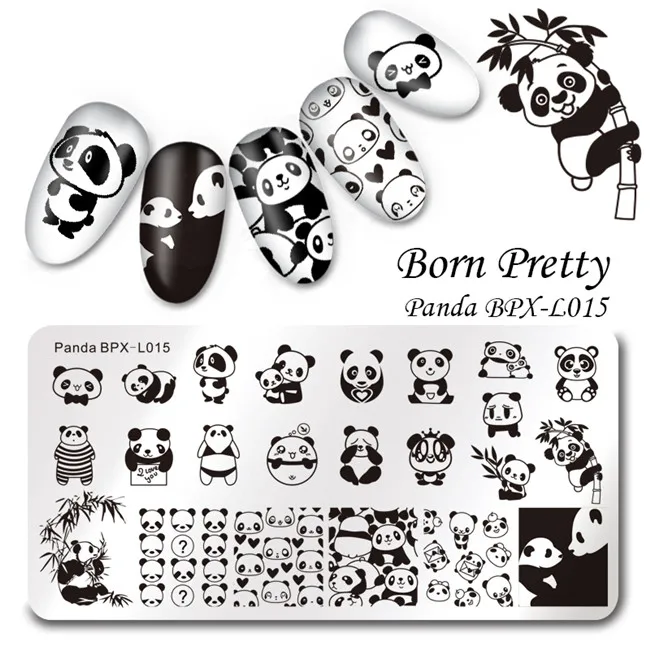 BORN PRETTY ногтей штамповки пластины празднование год День Святого Валентина панда хипстер дизайн маникюр Дизайн ногтей шаблон изображения - Цвет: BPX L015