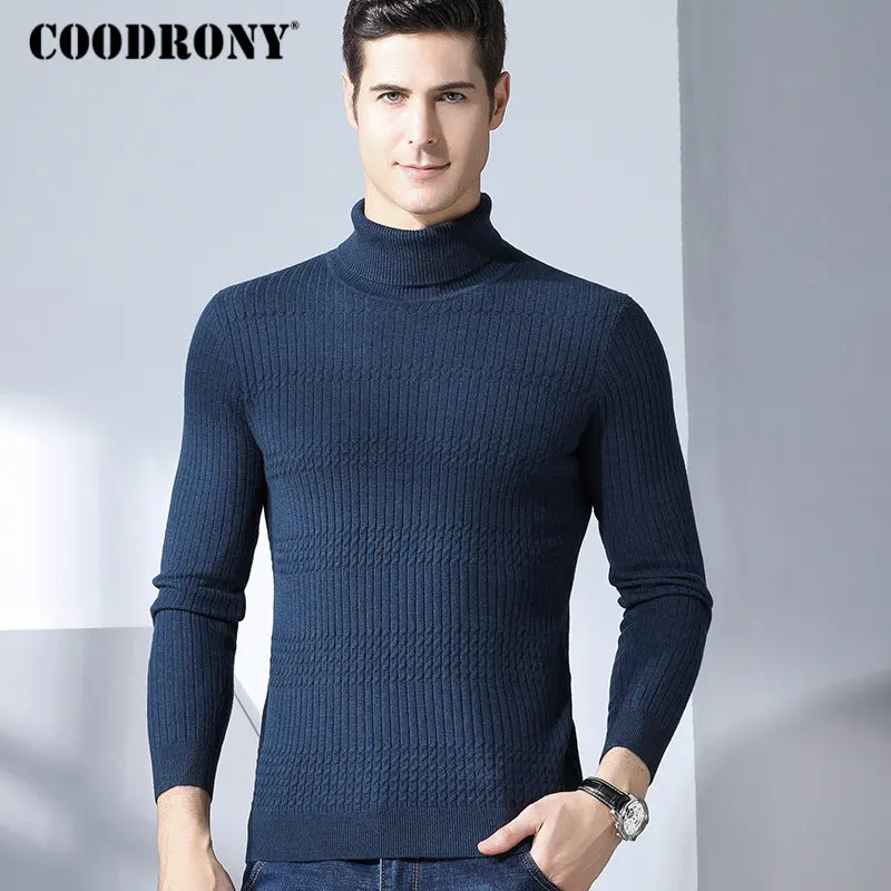 COODRONY водолазка Для мужчин свитер толстый теплый шерсть мериноса Для мужчин свитера 2018 Зимний Рождественский кашемировый пуловер Для