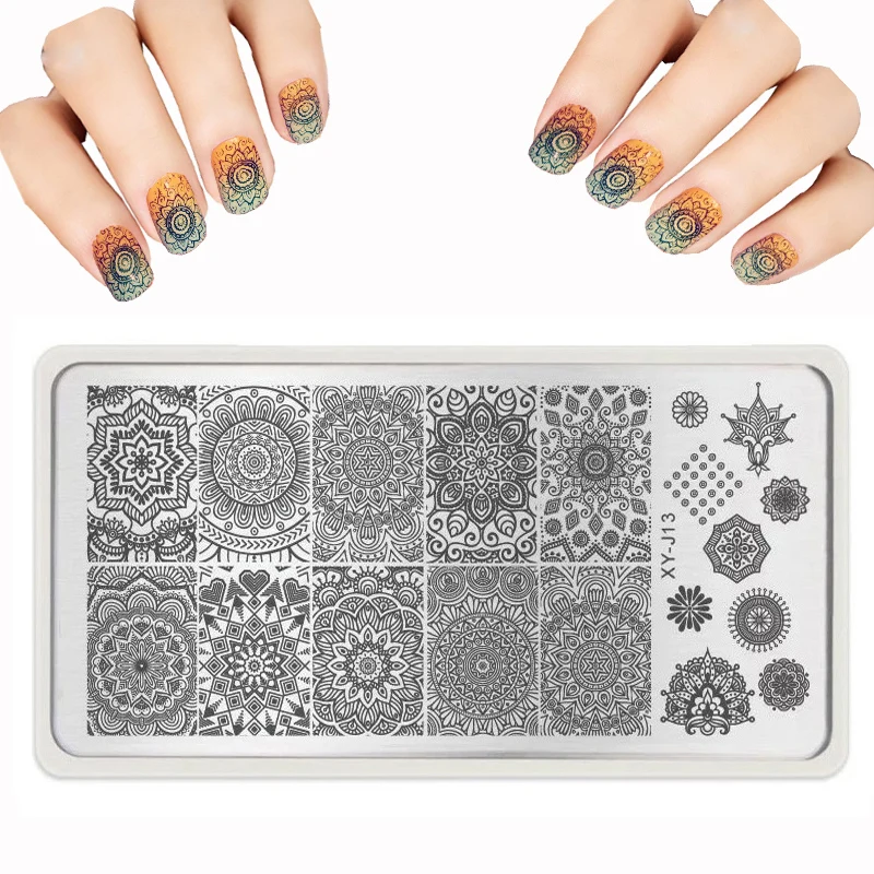 2016 lot Nail Art Templates Round Lace Stencils for nail Stamp polish Image Steel Series Rctangular DLY Nail Stamping PLates