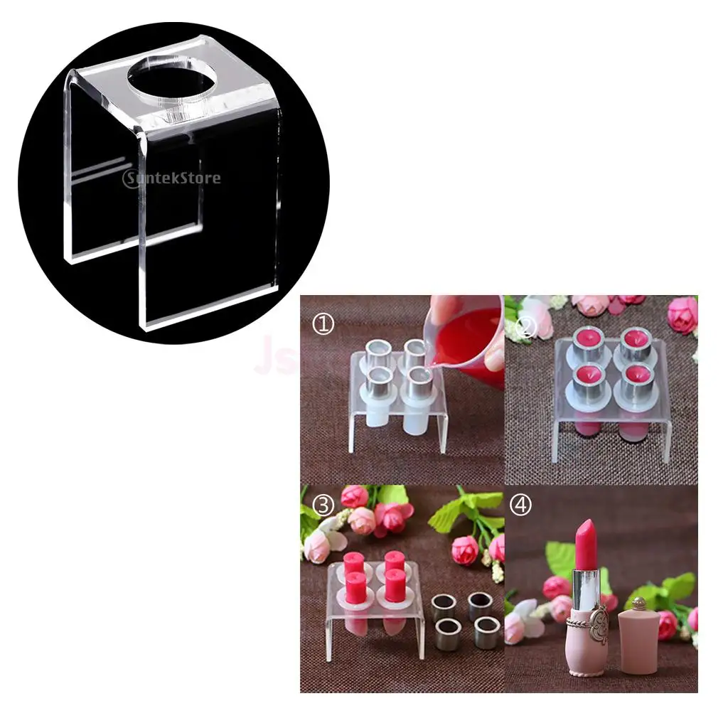 

Single Hole Acrylic Lipstick Mould Holder Lip Balm Mold Stand Clear Shelf Tool DIY Lipstick Make Up Tools