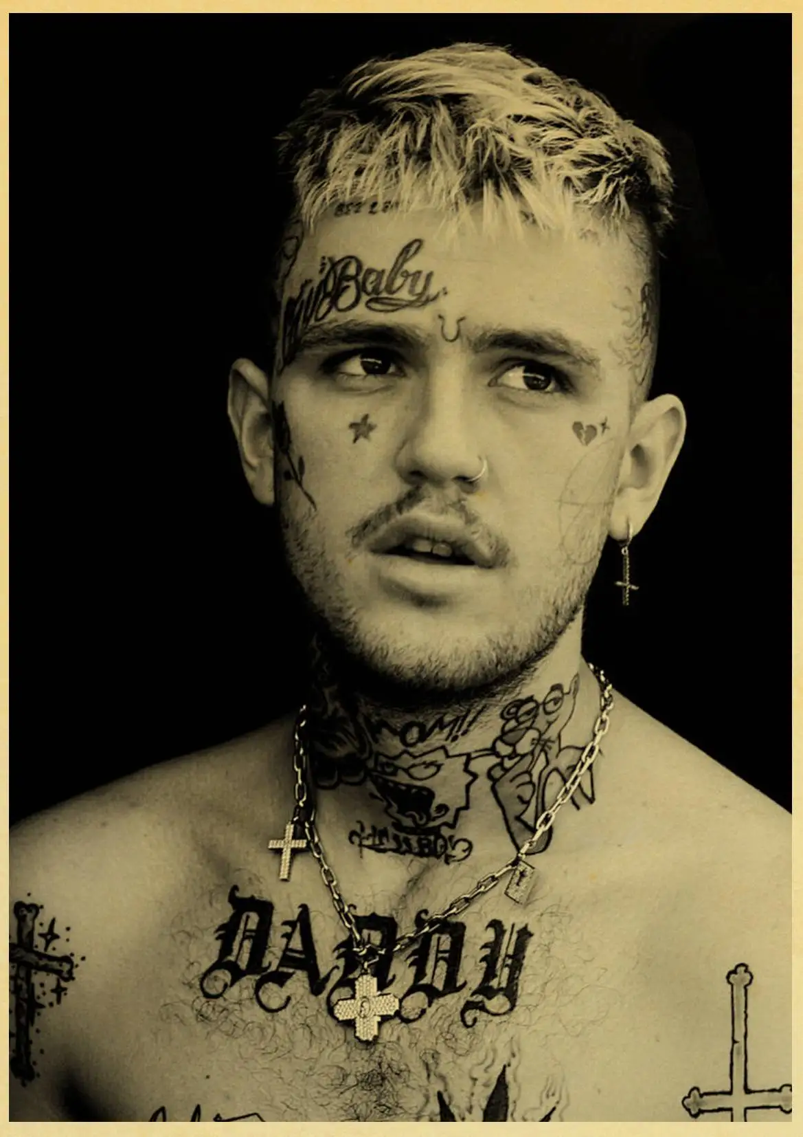 Рэпер Lil Peep плакат из крафт-бумаги художественный плакат Бар Кафе винтажная Высококачественная печать рисунок ядро настенная декоративная живопись