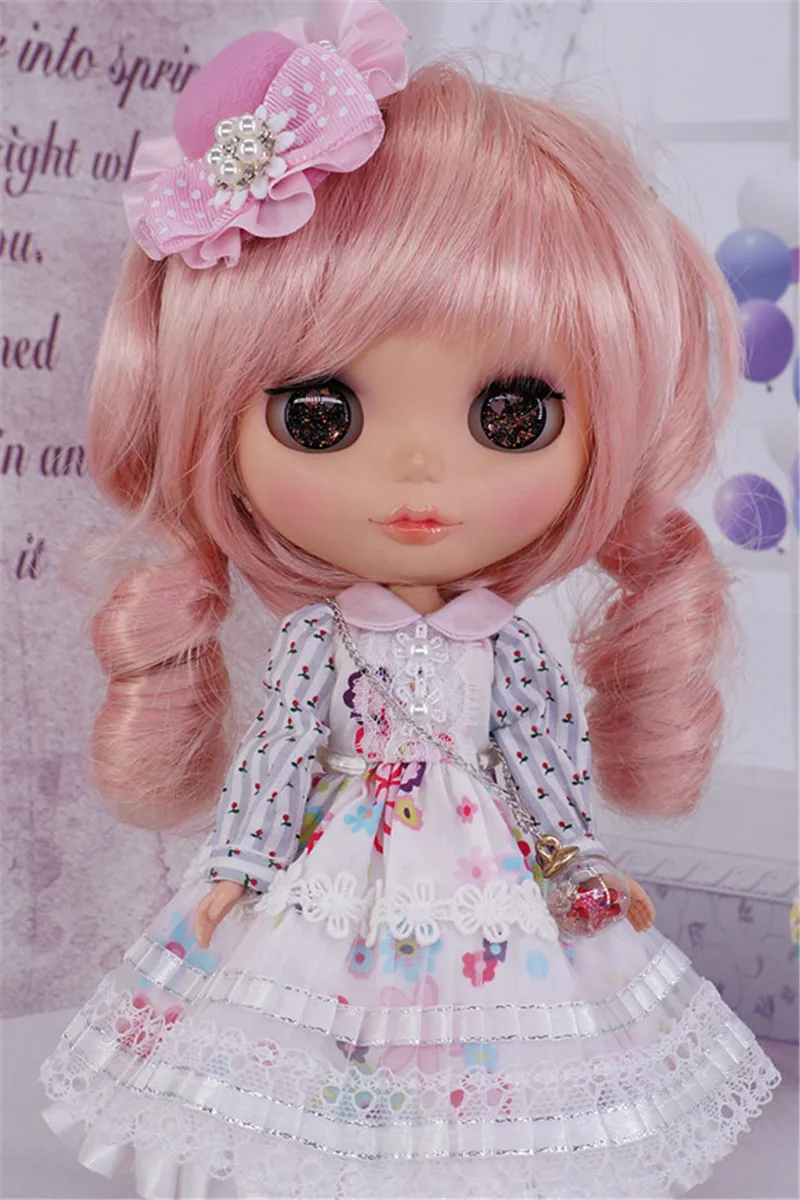 Г. дизайн, одежда для 1/6, blyth doll, белое кружевное платье с мультяшным принтом для Pullip Licca Azone 1/6, аксессуары для кукольной одежды